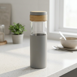 Glass Water Bottle with Silicone Cover Grey – 1 Litre