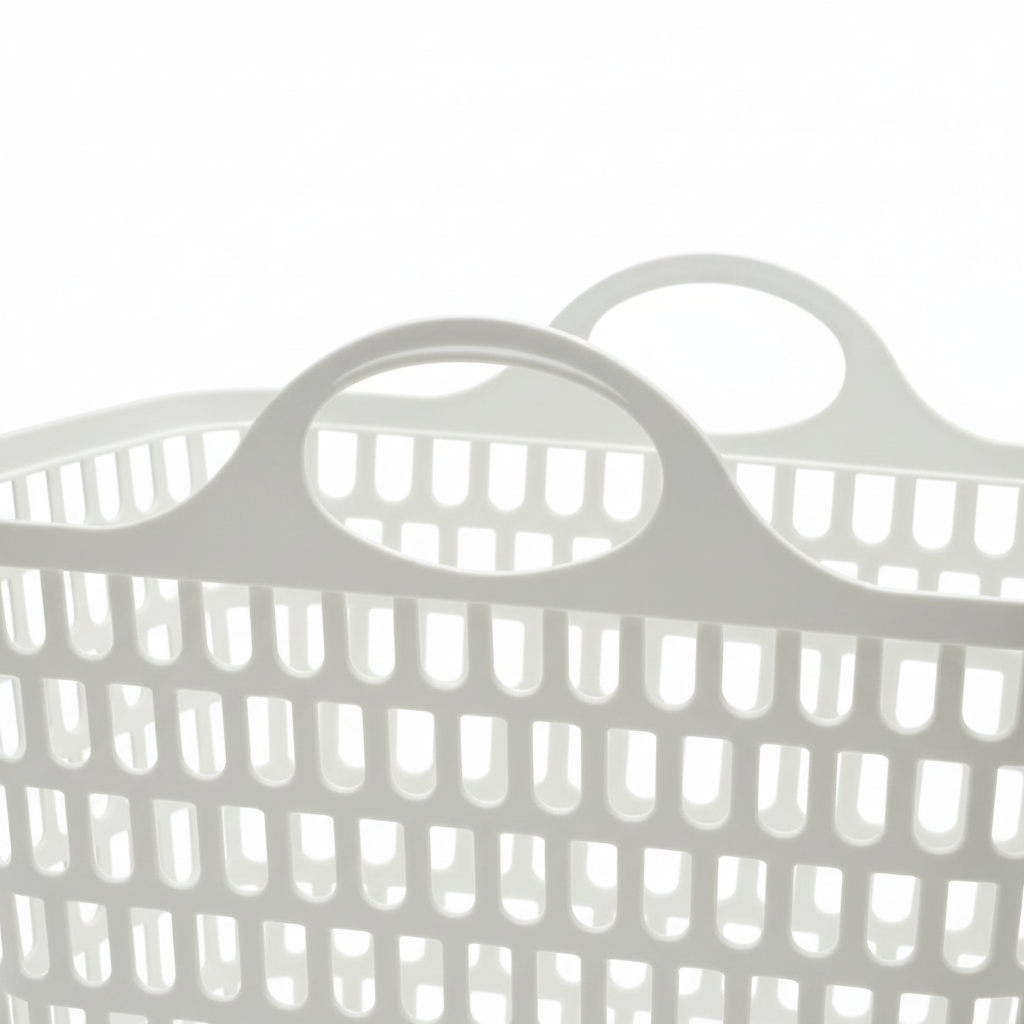 Plastic Laundry Basket with Handles – 53×47×25cm - Pink / White / Grey