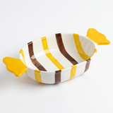 Ceramic Bowl with Yellow Handles - 20×15cm