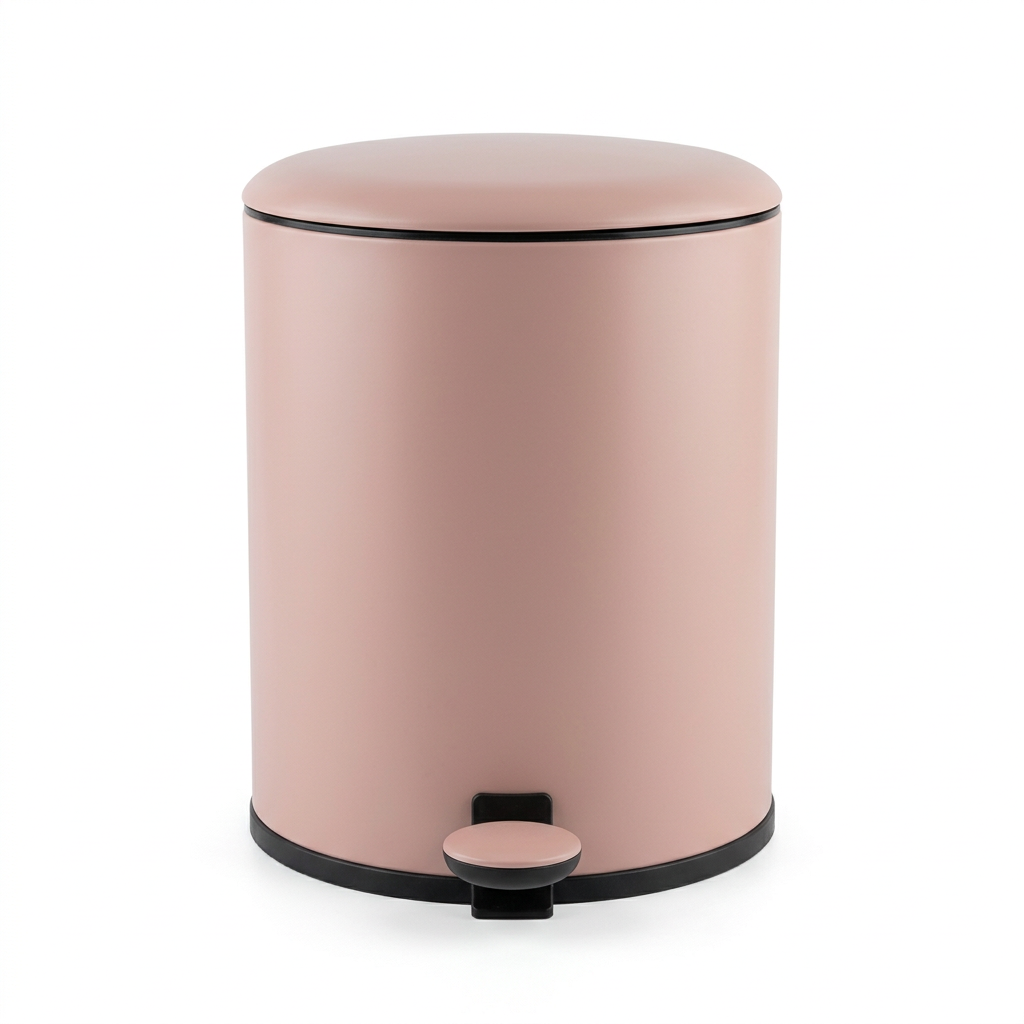 Vogue Plastic Pedal Dust Bin Pink with Black Trim - 5 Litres