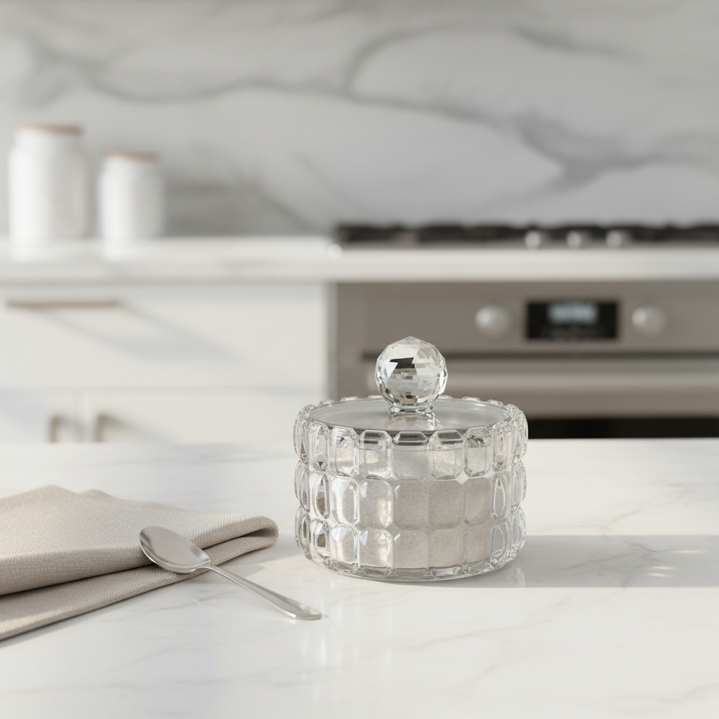 Glass Sugar Pot with Lid - 8×6cm