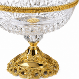 Metal and Clear Glass Footed Fruit Bowl Gold - 20×25cm