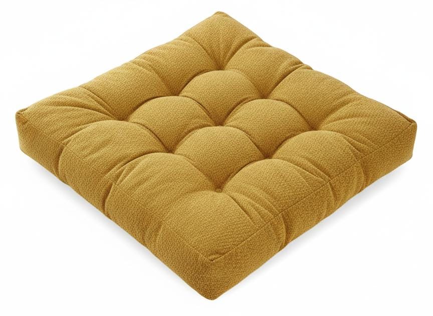 AKDC Premium Square Corduroy Cushion – Mustard Yellow Soft Ribbed Fabric Cushion, 50×50×12 cm