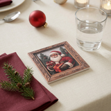 Ceramic-Coated Square Christmas Coaster with Santa Design - 11cm