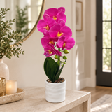 Artificial Orchid Flower Plant with Plastic Pot Magenta Pink –  42cm