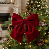 Christmas Bow Decoration with Velvet-Look Finish Red – 20×20cm