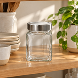 Beyti Clear Glass Jar with Silver Lid – 380ml