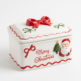 Ceramic Christmas Candy Box with Bow Lid - 15×12cm