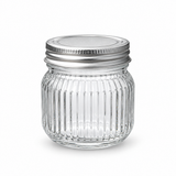Nautilus Ribbed Glass Jar with Silver Lid - 220ml