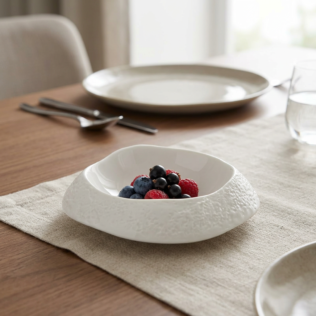 Textured Ceramic Bowl White – 12cm