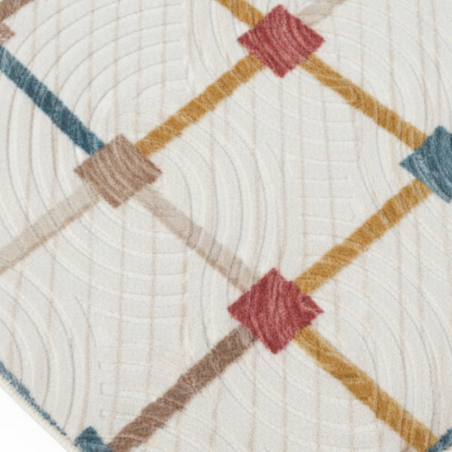Anti-Slip Carpet Cream Geometric Pattern