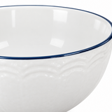 Luhpar Ceramic Soup Bowl White with Blue Rim - 610ml