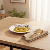 Henlee White & Blue Melamine Deep Plate - 7 Inch