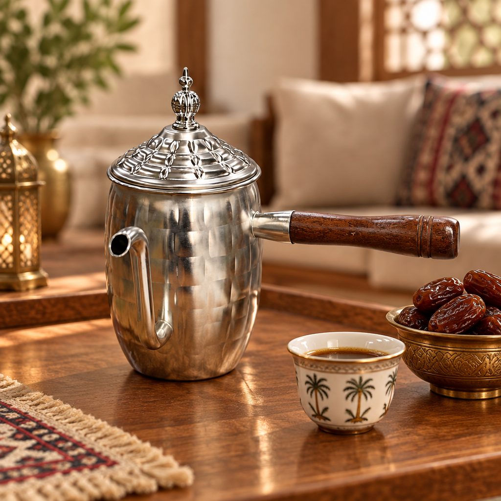 Aluminum Coffee Pot with Wooden Handle Silver - 550ml