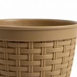 Taupe Plastic Rattan Flower Pot - 17×20cm