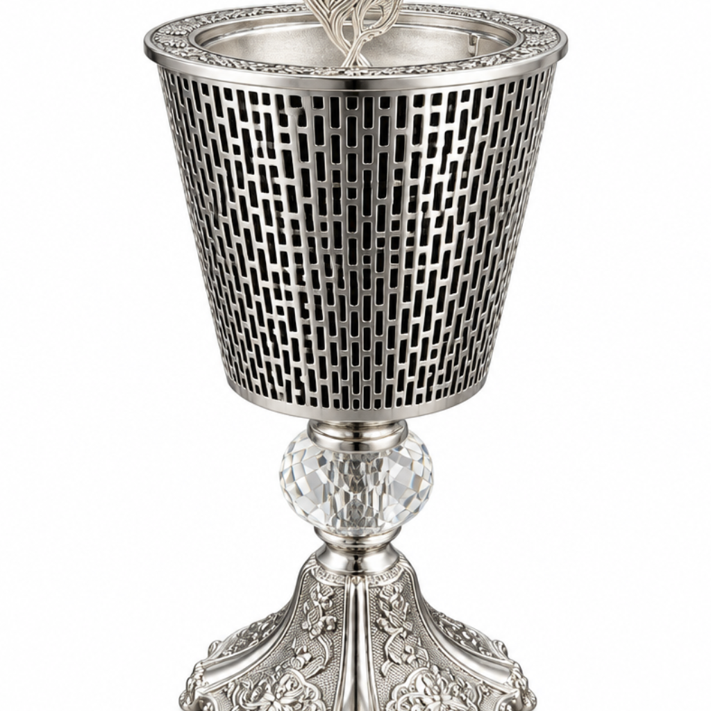 Metal Incense Burner Silver & Black - 25×10cm