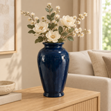 Glossy Ceramic Flower Vase Dark Navy Blue - 30cm