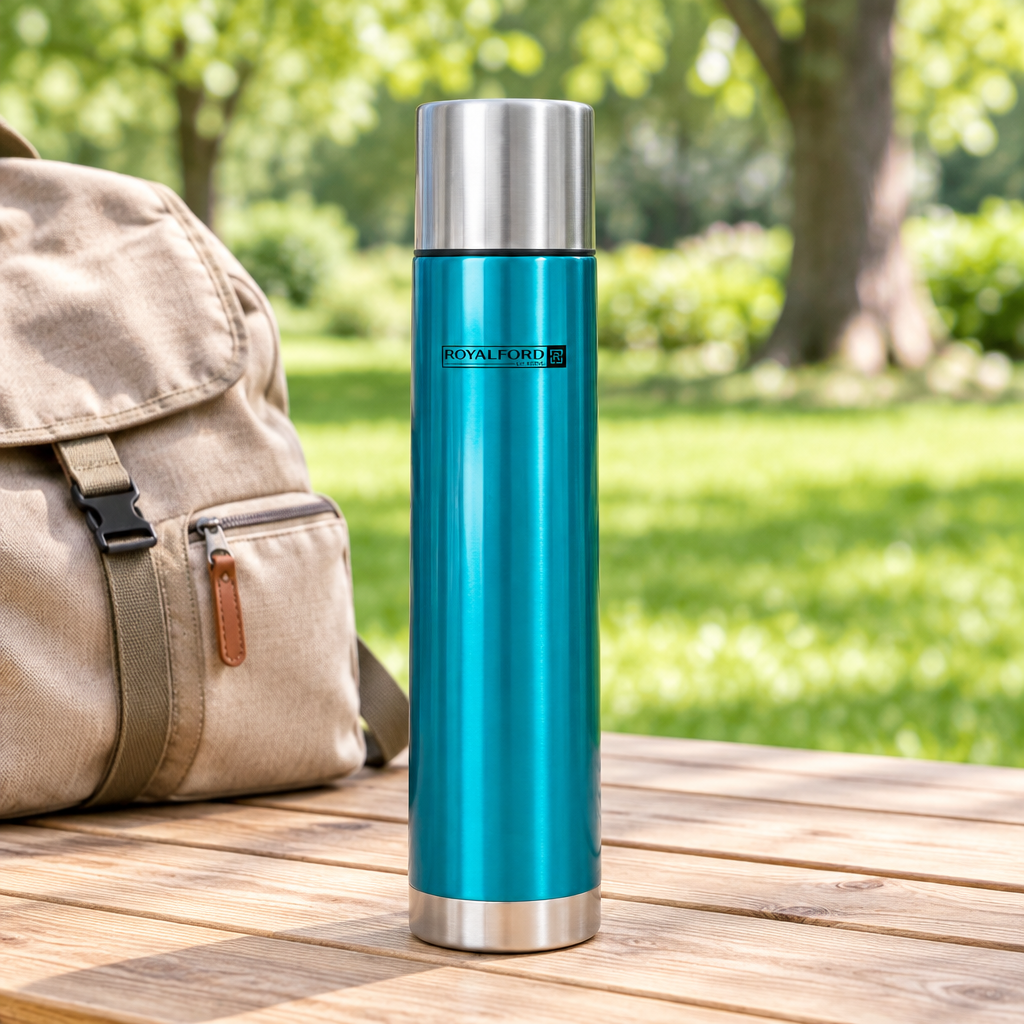 Royalford Stainless Steel Vacuum Bottle Teal Blue - 1 Litre