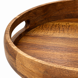 Luhpar Round Wooden Tray with Cutout Handles –  30cm