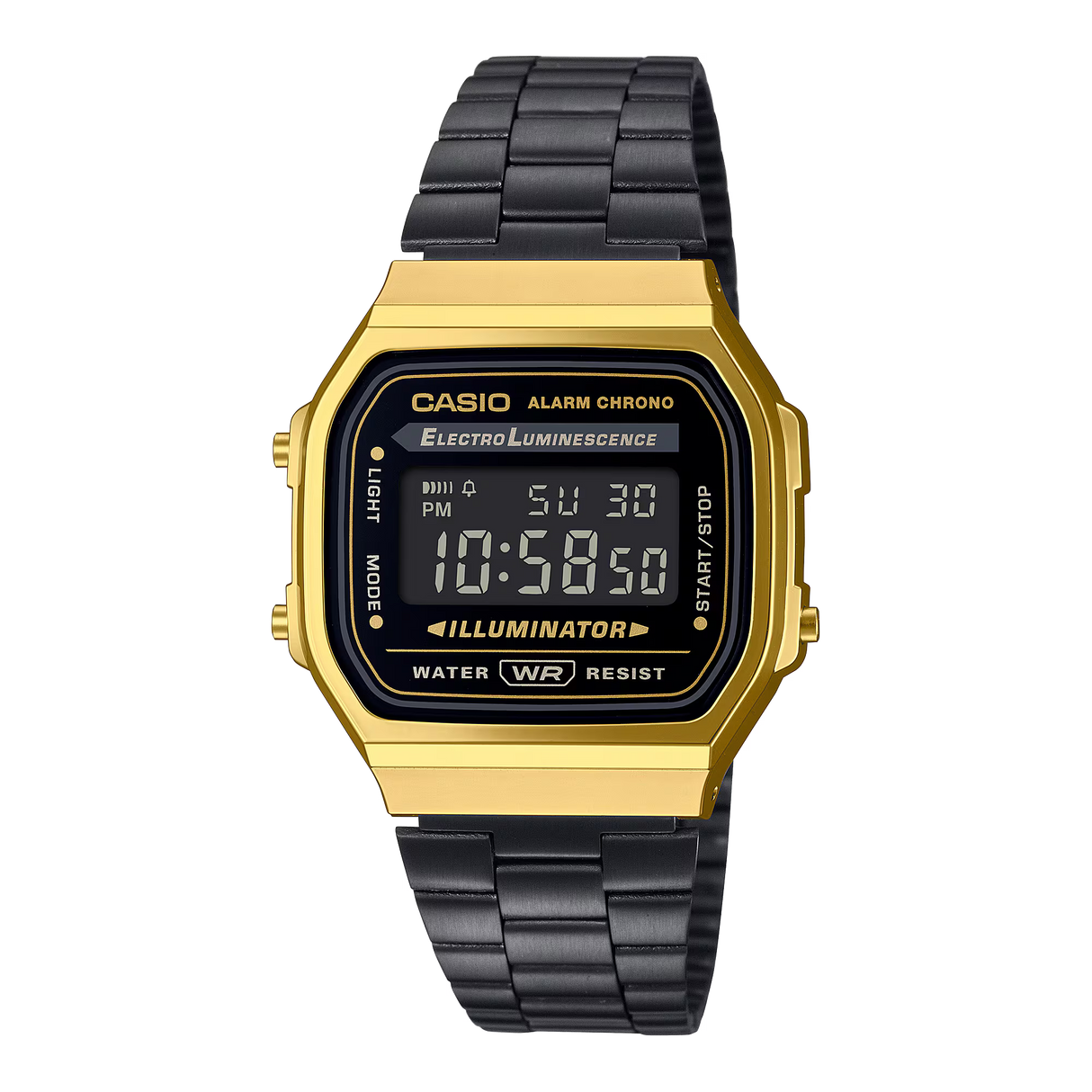 Casio A168WEGB-1B Men's Vintage Series Digital Watch, Gold/Black