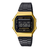 Casio A168WEGB-1B Men's Vintage Series Digital Watch, Gold/Black