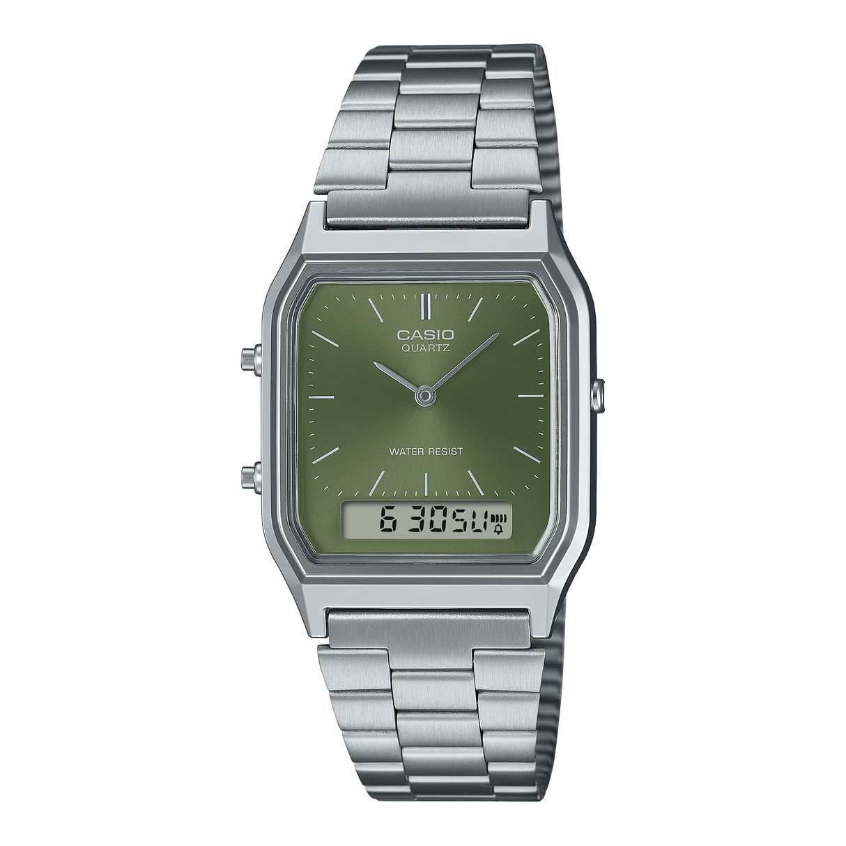 Casio Classic AQ-230A Ana-Digi Quartz Watch, Green Dial