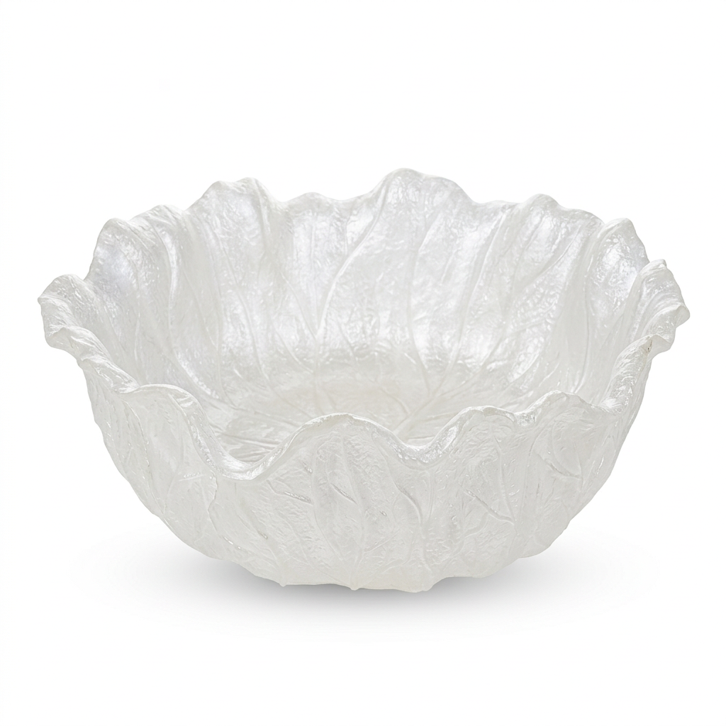 Acrylic Cabbage Leaf Shape Bowl Translucent White - 25cm