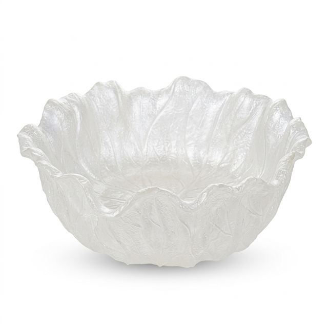 Acrylic Cabbage Leaf Shape Bowl Translucent White - 25cm