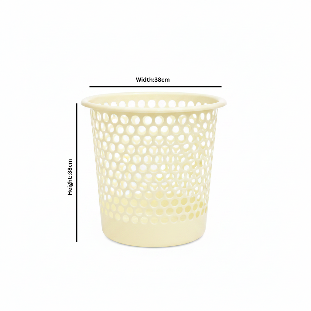 Sarvah Cream Plastic Laundry Basket - 38×38 cm