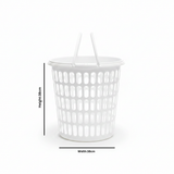 Sarvah White Plastic Laundry Basket with Handles - 38×38 cm