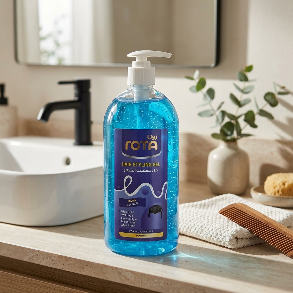 Rota Hard Hold Hair Styling Gel with Pump – 1000 ml