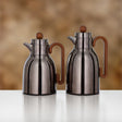 Almarjan 2 Pieces Vacuum Flask Set, Gun Black & Light Wood