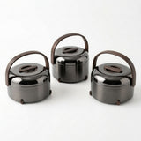 Almarjan 3-Piece Hot Pot Set 2.5, 3.5 & 4.5 Litres – Gun Black with Dark Wood 