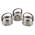 Almarjan 3-Piece Hot Pot Set, 2.5, 3.5 & 4.5 Litres – Matt Nickel with Dark Wood