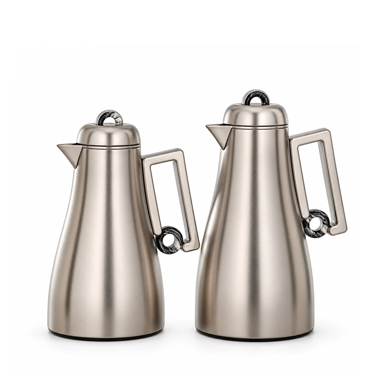 Almarjan Vacuum Flask Set – 2 Pieces – 0.7 L & 1 L – Matt Nickel & Marble