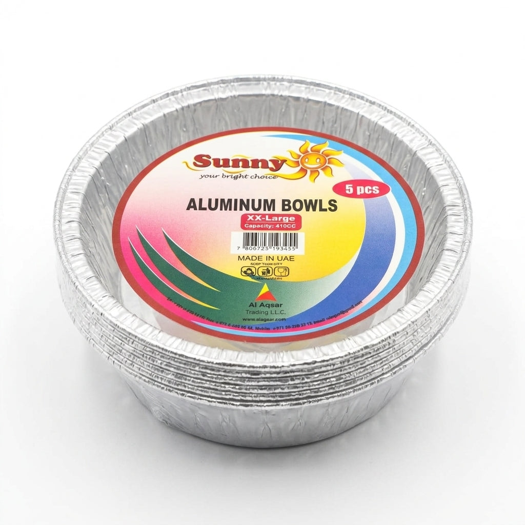 Sunny Aluminium Bowls 410 cc, Silver, 5 Pieces
