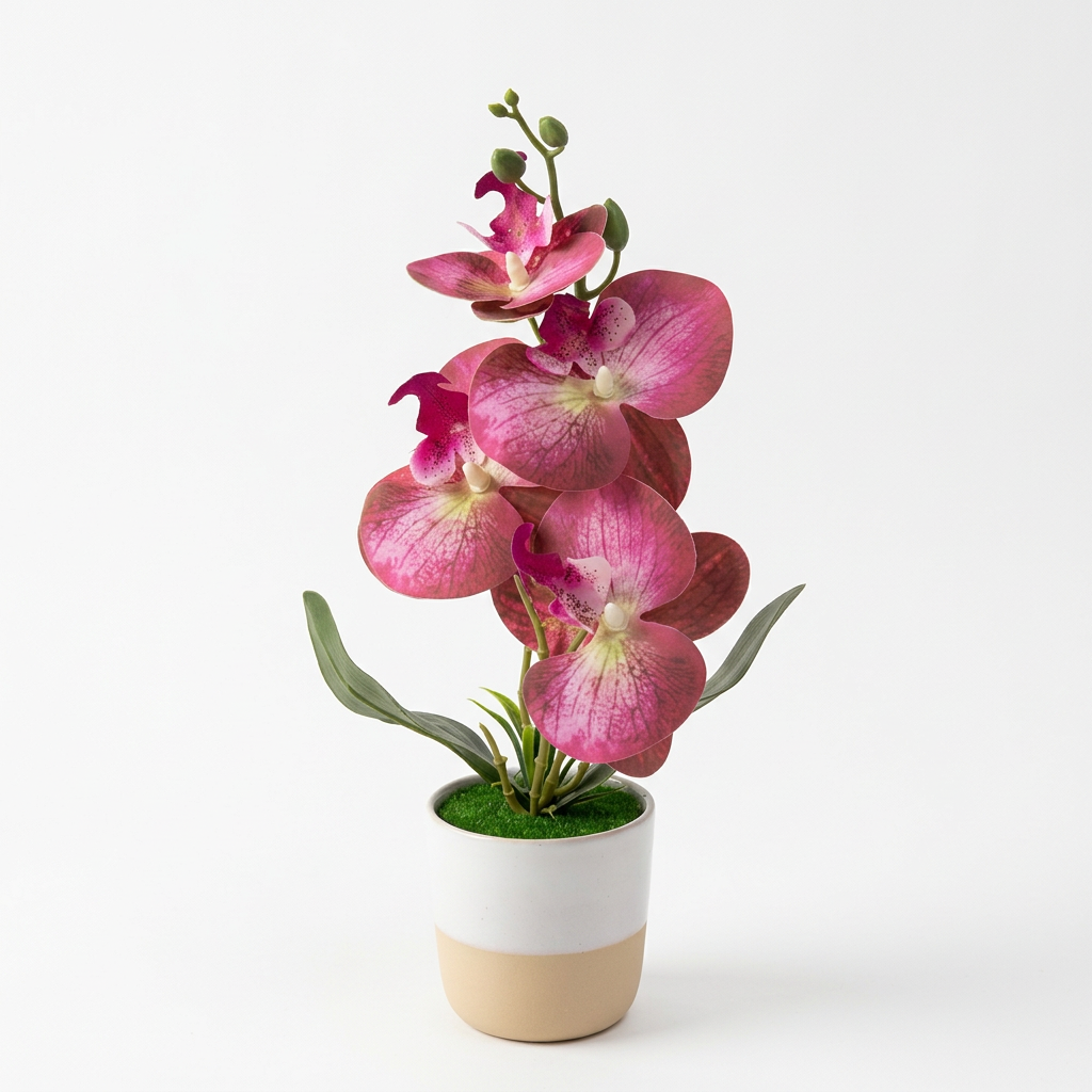 Artificial Pink Orchid Flower Plant Ceramic Pot – 30cm