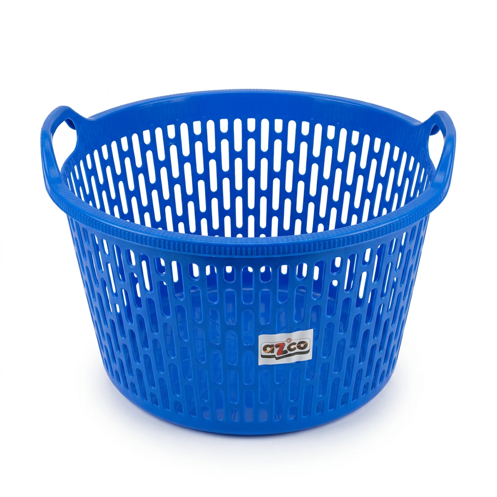 Azco Plastic Laundry Basket with Carry Handles Blue - 50×25cm