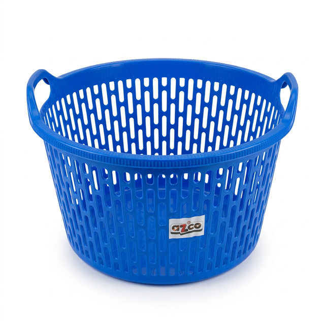 Azco Plastic Laundry Basket with Carry Handles Blue - 50×25cm