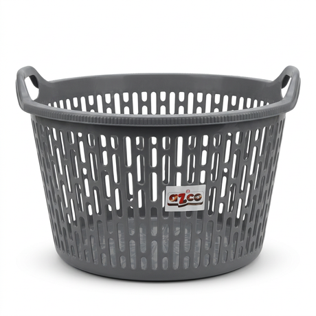 Azco Plastic Laundry Basket with Carry Handles Grey - 50×25cm