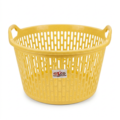 Azco Plastic Laundry Basket with Carry Handles Yellow - 50×25cm