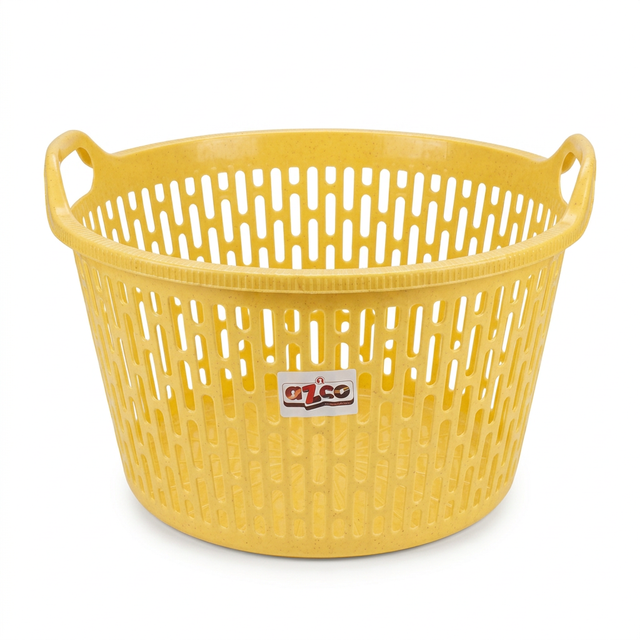 Azco Plastic Laundry Basket with Carry Handles Yellow - 50×25cm