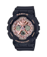 Casio Baby-G BA-130-1A4 analog-digital women's watch in black resin with a rose gold-toned dial