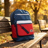 SBC Luxury 4-in-1 School Backpack Set 17" – Navy Blue & Red (Backpack + Lunch Bag + Water Bottle + Pencil Case)
