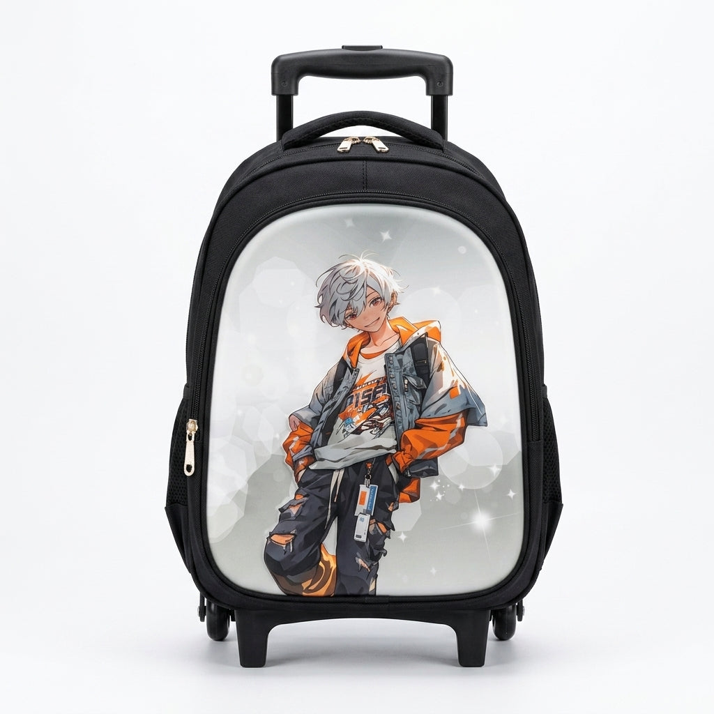 Kanari 3-Piece Anime Trolley School Bag Set – 16 Inch Trolley Backpack + Lunch Bag + Pencil Pouch