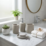 Iisdoo 4-Piece Resin Bathroom Accessories Set, Grey