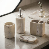 Iisdoo 4-Piece Resin Bathroom Accessories Set, White & Marble-Effect