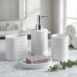 Iisdoo 4-Piece Resin Bathroom Accessories Set, White