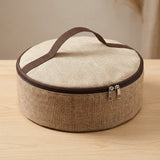 Round Zippered Storage Bag with Carry Handle, Beige, 38 × 12 cm