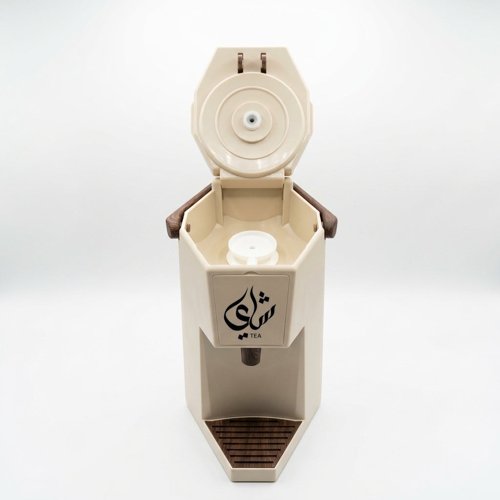 Mahra Vacuum Flask Tea Dispenser – 1.9 L, Cream With Dark Wood